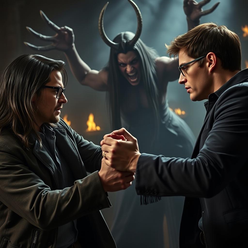 Dean Winchester and Sam Winchester, the iconic brothers from Supernatural, are engaged in a fierce battle against a powerful Queen of Hell