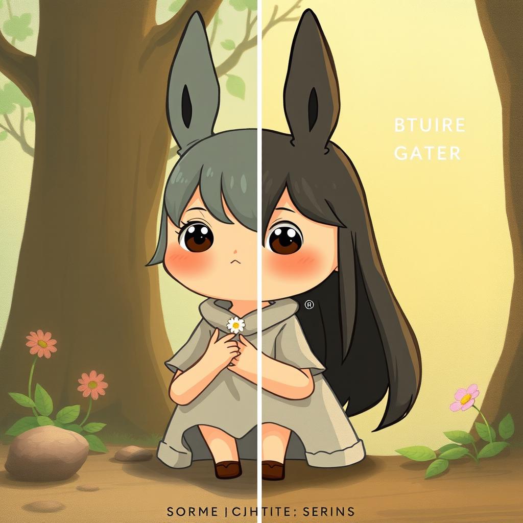 Transform this image as if it belongs to the visual universe of Studio Ghibli, maintaining the background and the pose of the original image