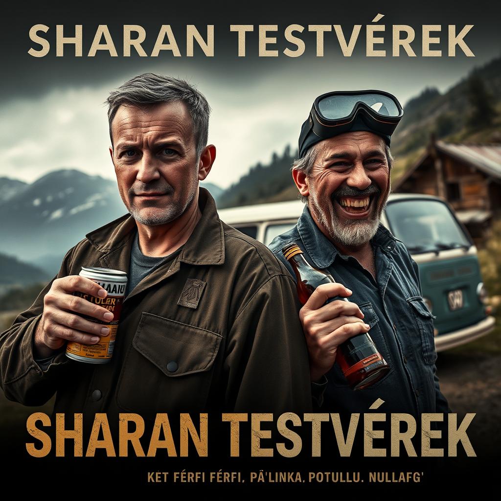 A dramatic HBO-style poster for a fictional Hungarian mini-series titled 'Sharan Testvérek'