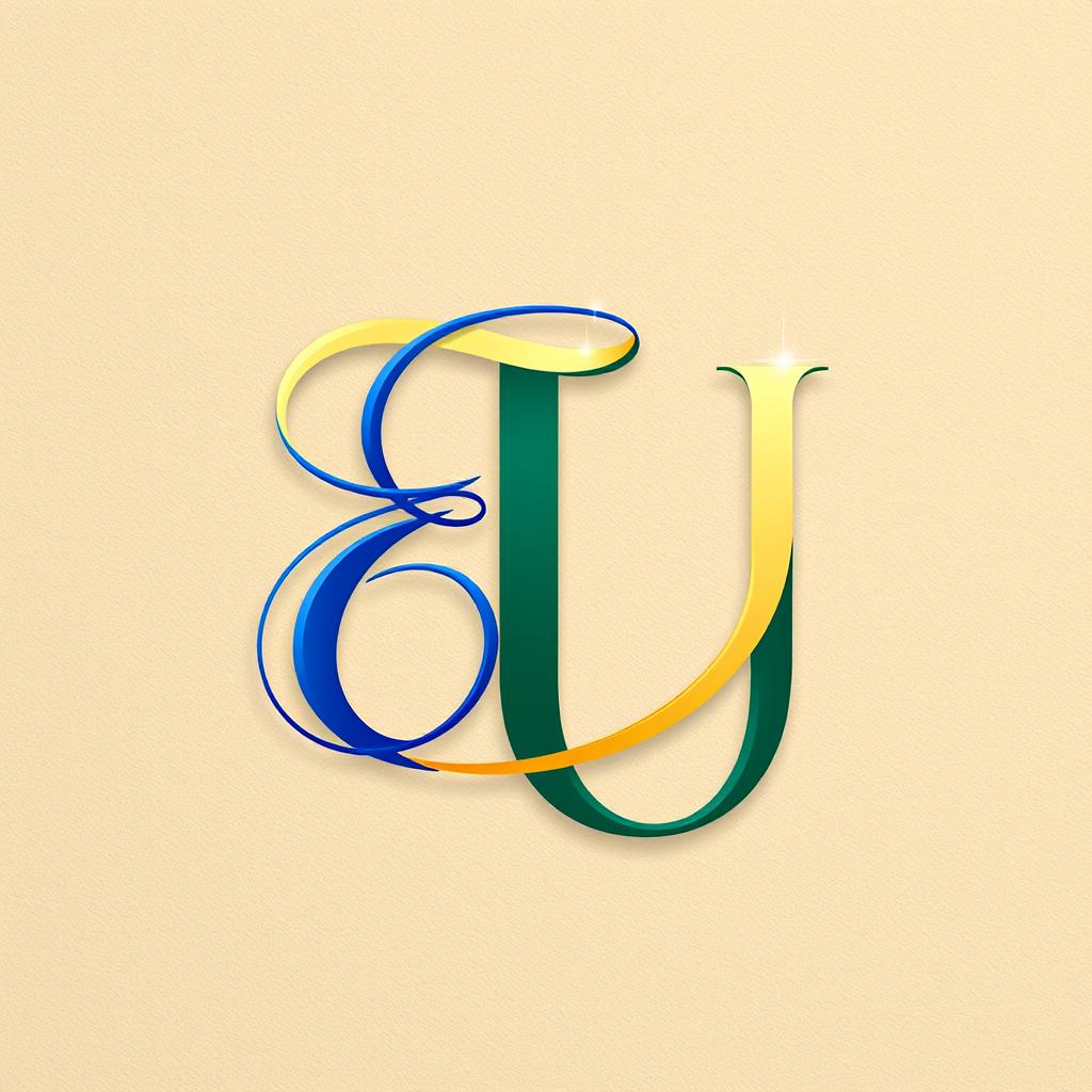 A creative design featuring the intertwined initials 'E' and 'U' beautifully stylized together in a harmonious composition