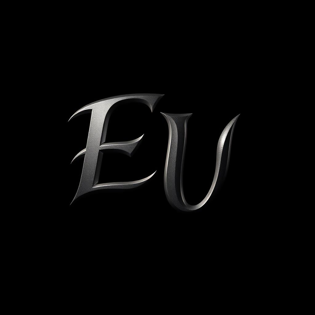 A striking design featuring the initials 'E' and 'U' artistically intertwined, presented against a dark, moody background