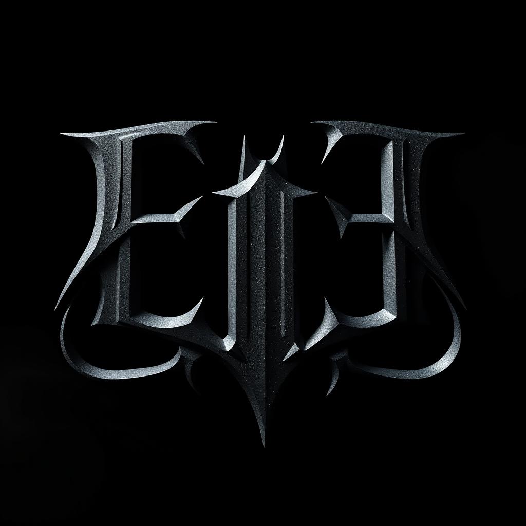 A striking design featuring the initials 'E' and 'U' elegantly intertwined in a dark, mysterious style reminiscent of the Batman font