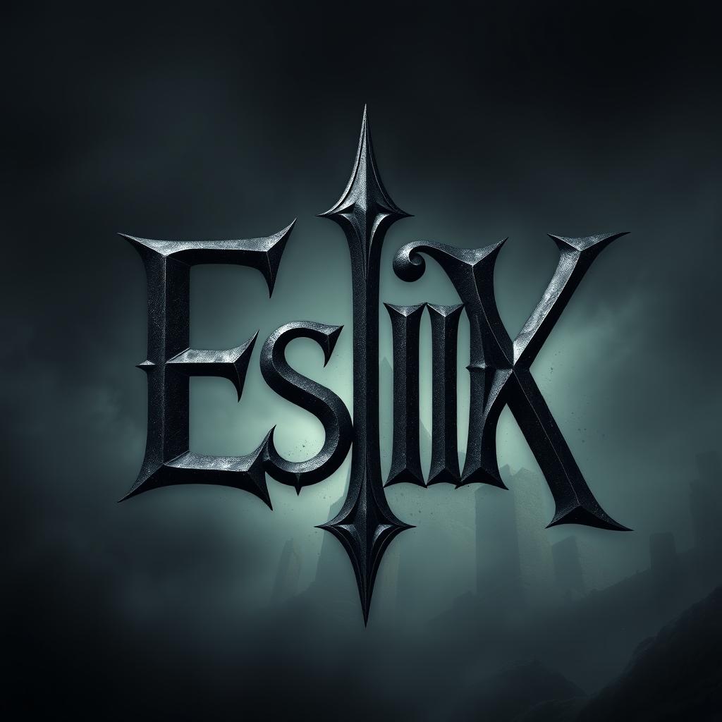 A unique and artistic representation of the initials 'ESIIX' designed in a dark, mystical style reminiscent of the fonts used in the Lord of the Rings universe