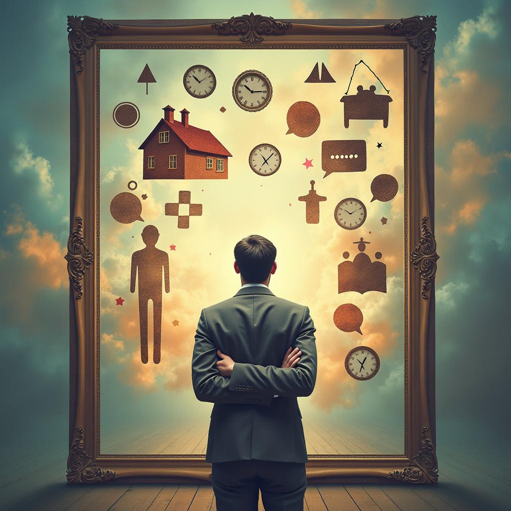 A striking image featuring a calm person standing confidently with arms crossed in front of a large, empty picture frame
