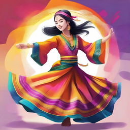 A high-quality digital art capturing a girl dancing gracefully