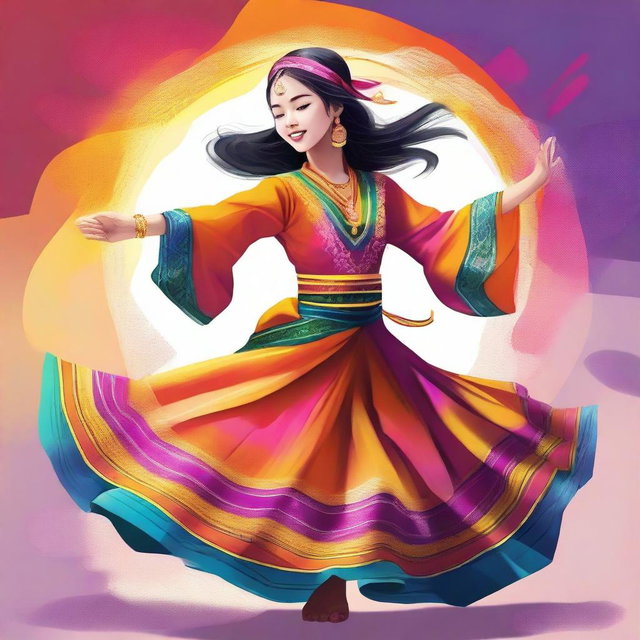 A high-quality digital art capturing a girl dancing gracefully