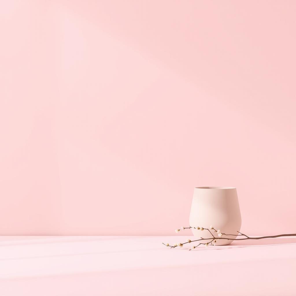 An elegant composition featuring a minimalistic design with a smooth, pastel pink background