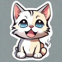 Generate an adorable, playful cat in cartoon style, suitable for a sticker.