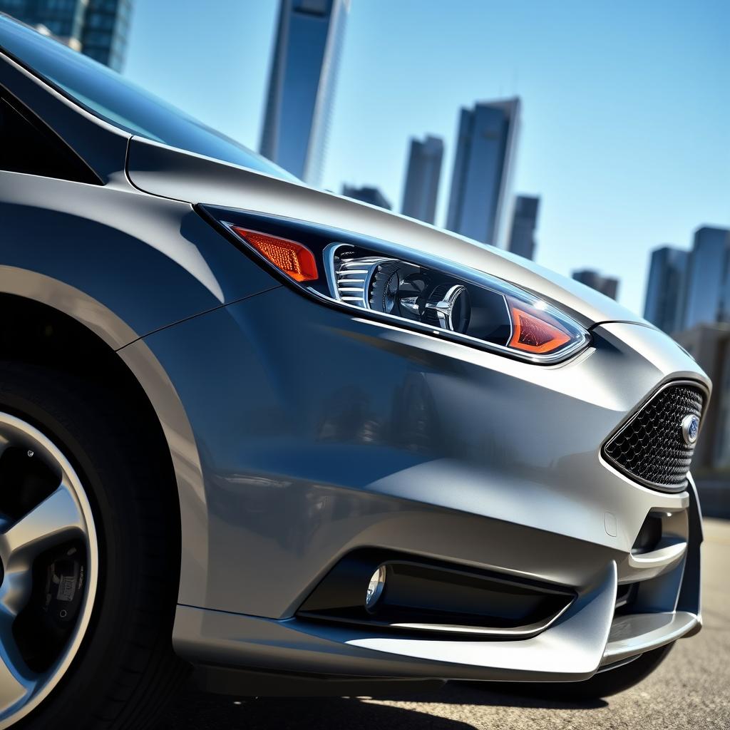 A detailed close-up of a Ford Focus MK3, showcasing its sleek and modern design