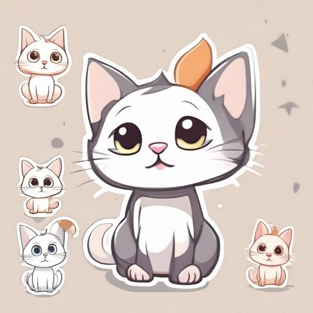 Generate an adorable, playful cat in cartoon style, suitable for a sticker.