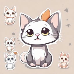 Generate an adorable, playful cat in cartoon style, suitable for a sticker.