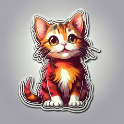 Cute, playful cat as a vibrant, glossy sticker design