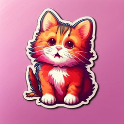 Cute, playful cat as a vibrant, glossy sticker design