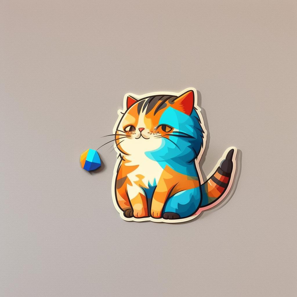 Cute, playful cat as a vibrant, glossy sticker design