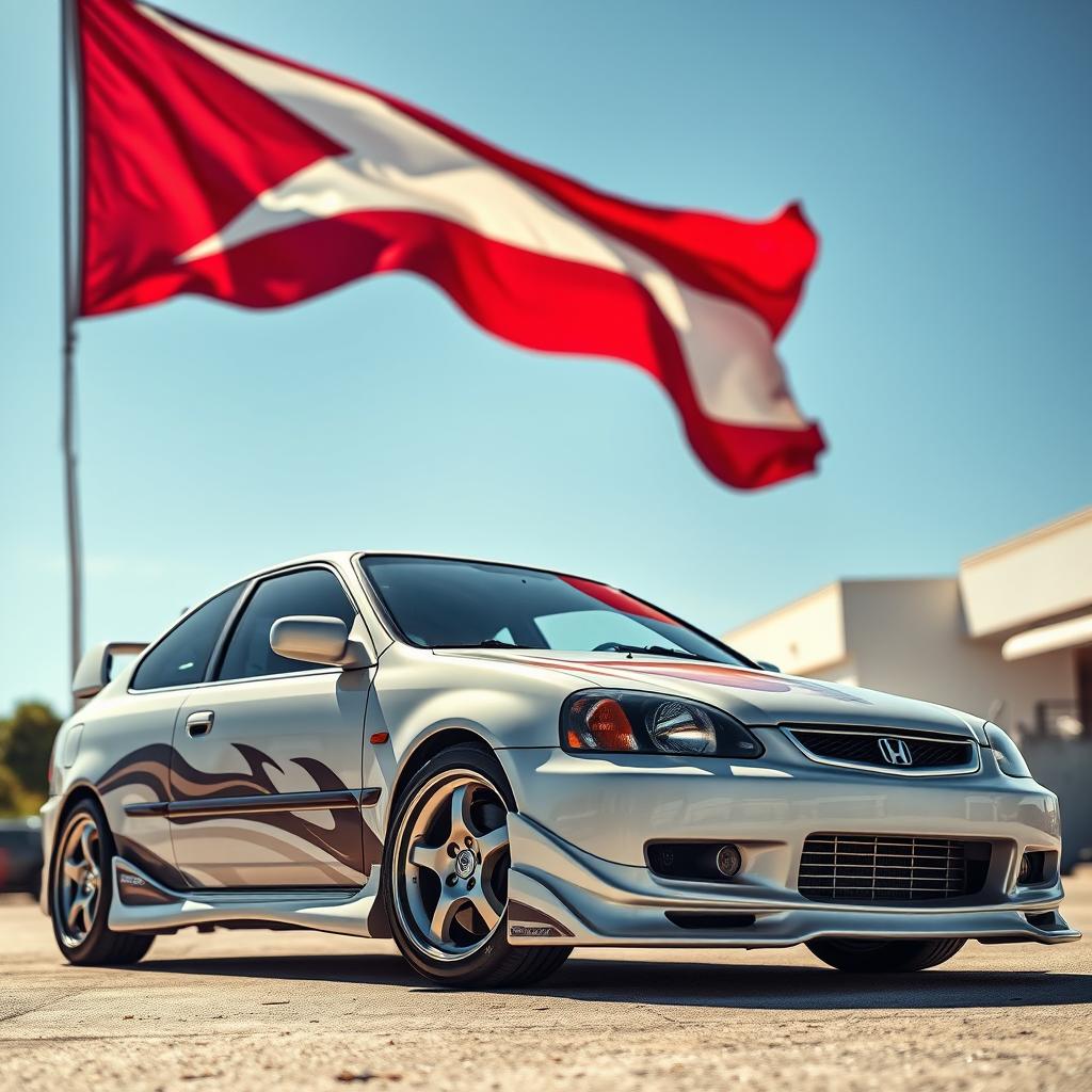 A Honda Civic 1999 model, customized with unique paint work and accessories