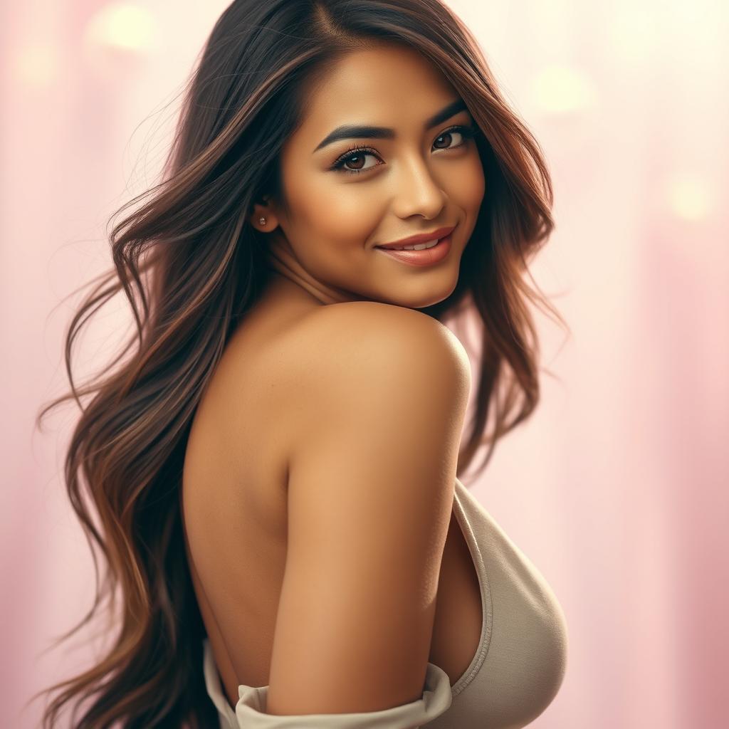 A captivating portrait of a beautiful woman, featuring a stylish and elegant body that complements her stunning face