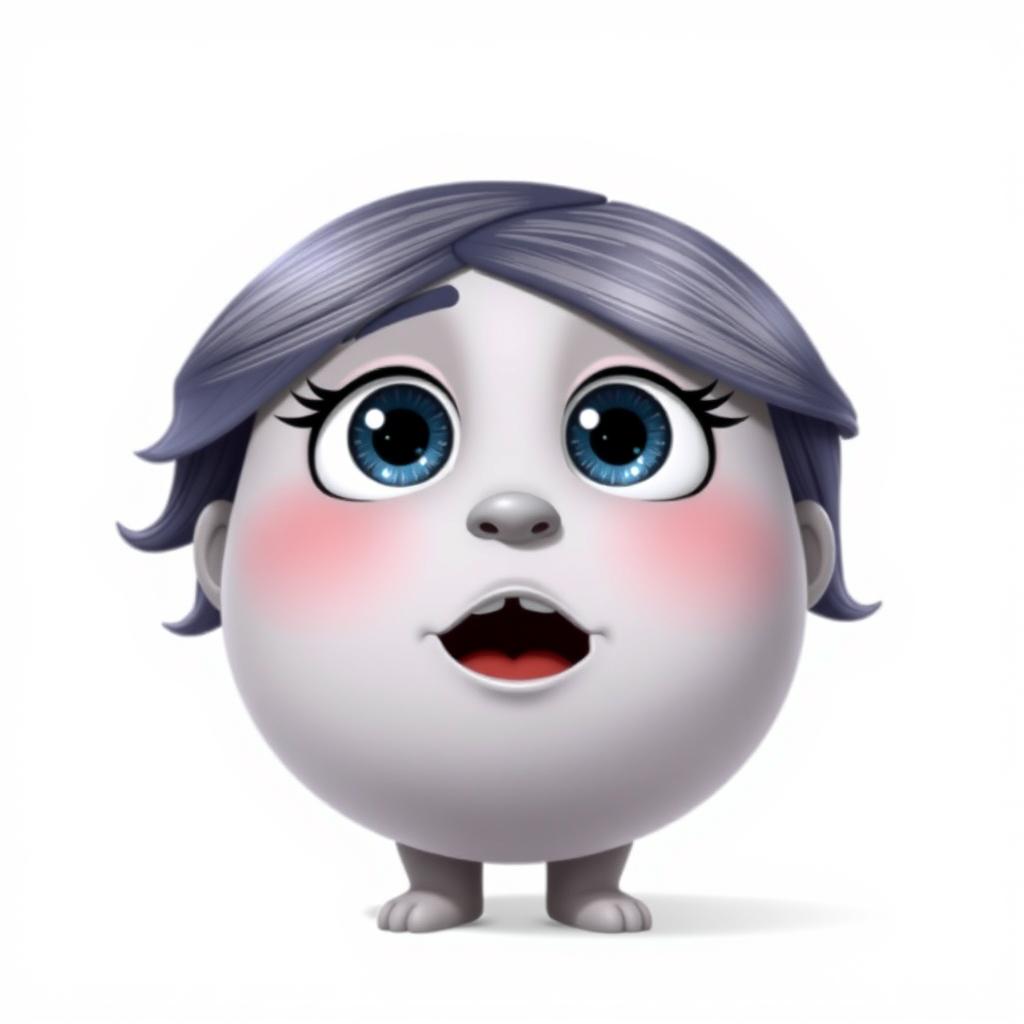 A full-figured emotion character inspired by Disney's Inside Out, colored grey to represent the feeling of surprise