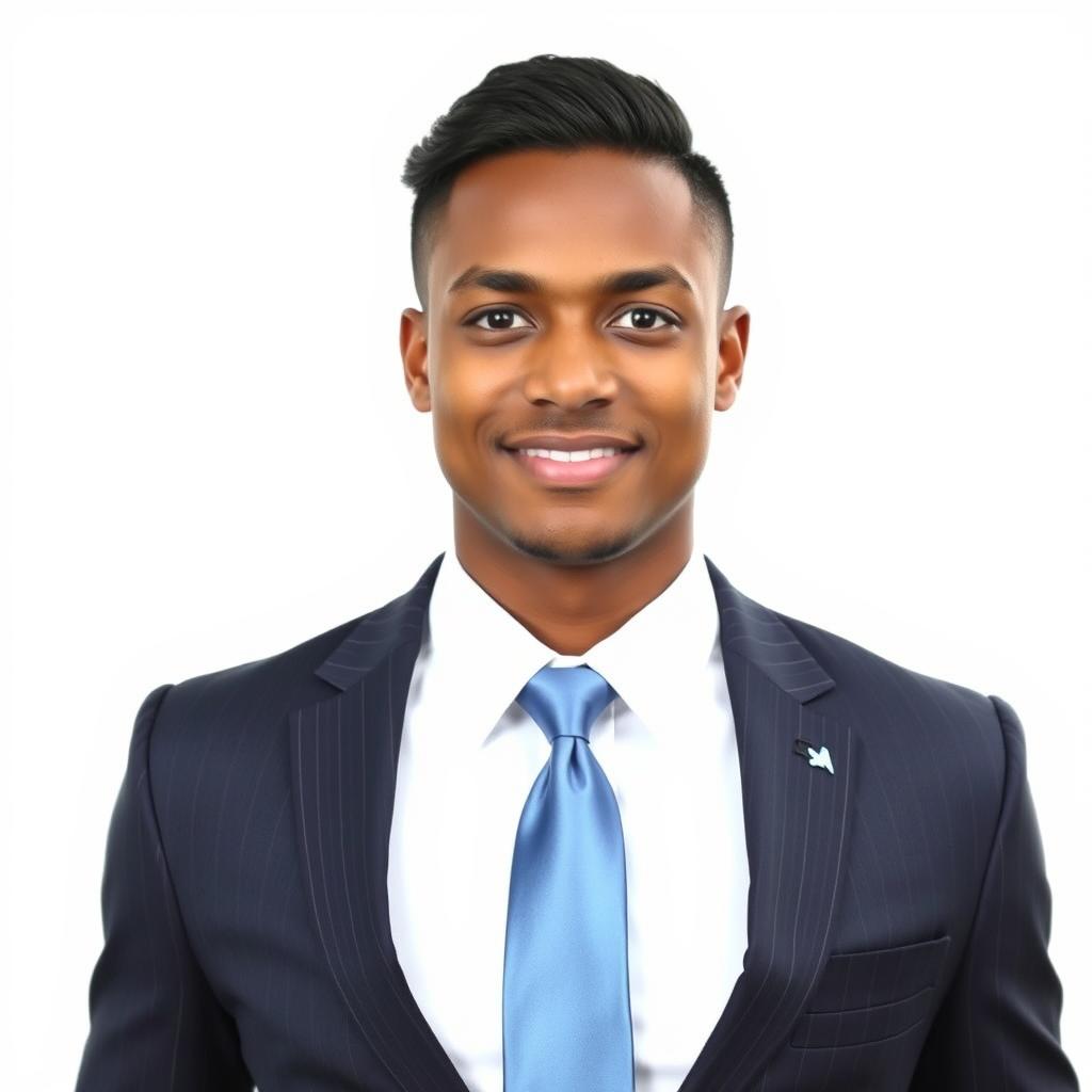 An ID picture featuring a professional individual wearing a well-fitted business suit