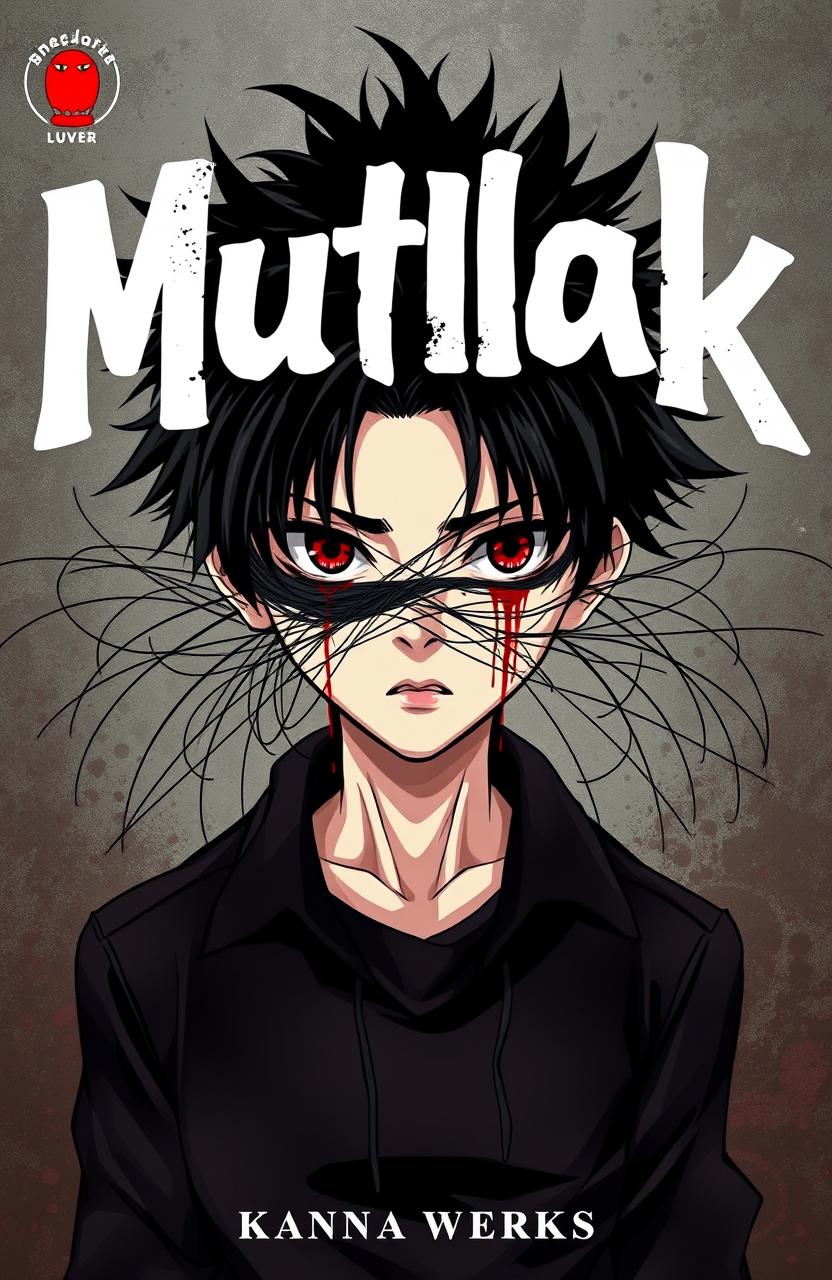 A novel cover in anime style featuring an Indonesian high school teenage boy with striking black hair