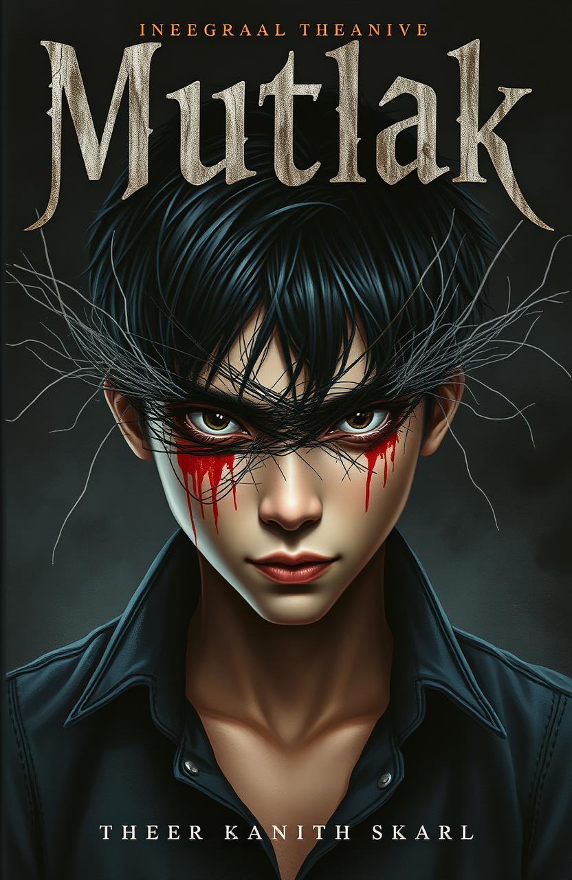 A fantasy novel cover featuring an Indonesian high school teenage boy with striking black hair