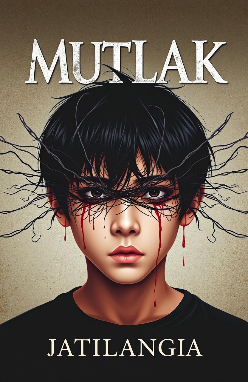 A novel cover featuring an Indonesian high school boy with black hair