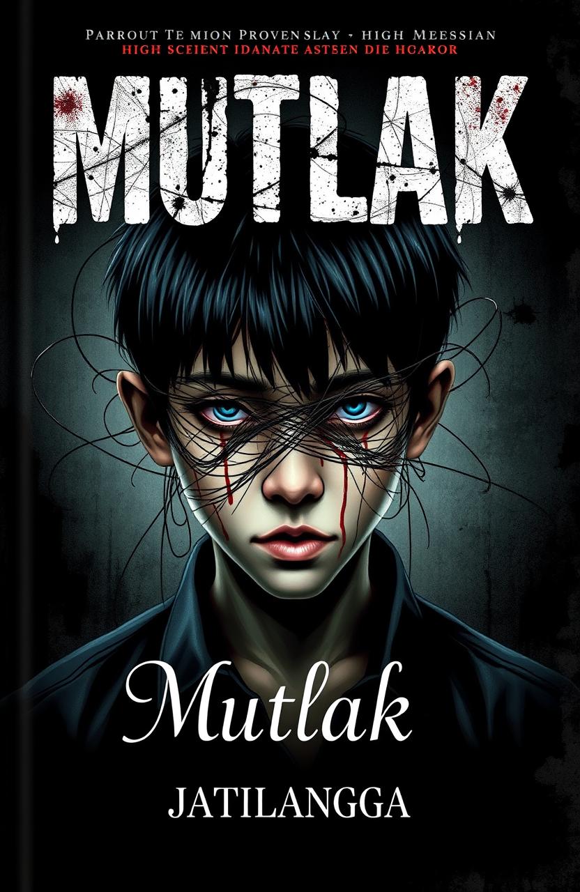 A horror-themed novel cover featuring a high school Indonesian teenage boy with black hair