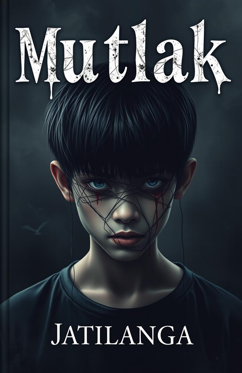 A horror-themed novel cover featuring a high school Indonesian teenage boy with black hair