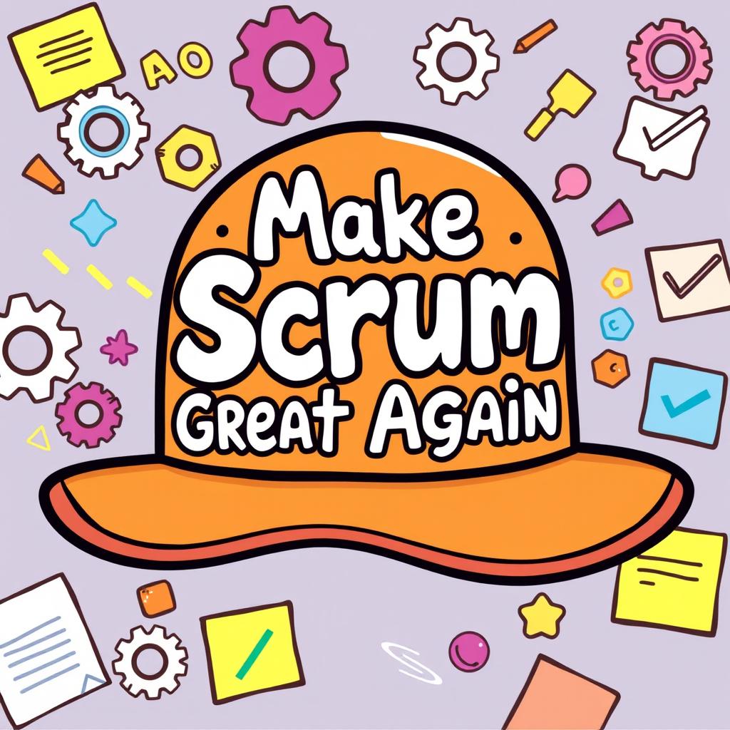 A colorful cartoon-style illustration of a whimsical hat with a playful design, including a wide brim and a cheerful color palette