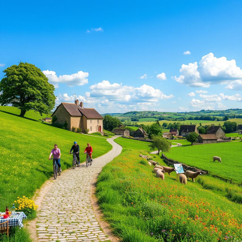 A picturesque rural scene in France showcasing the charm of French countryside tourism