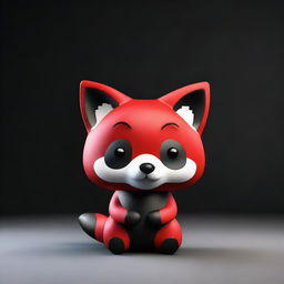 A 3D image of a sad red panda set against a black background