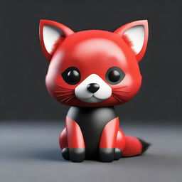 A 3D image of a sad red panda set against a black background