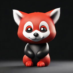 A 3D image of a sad, crying red panda set against a black background