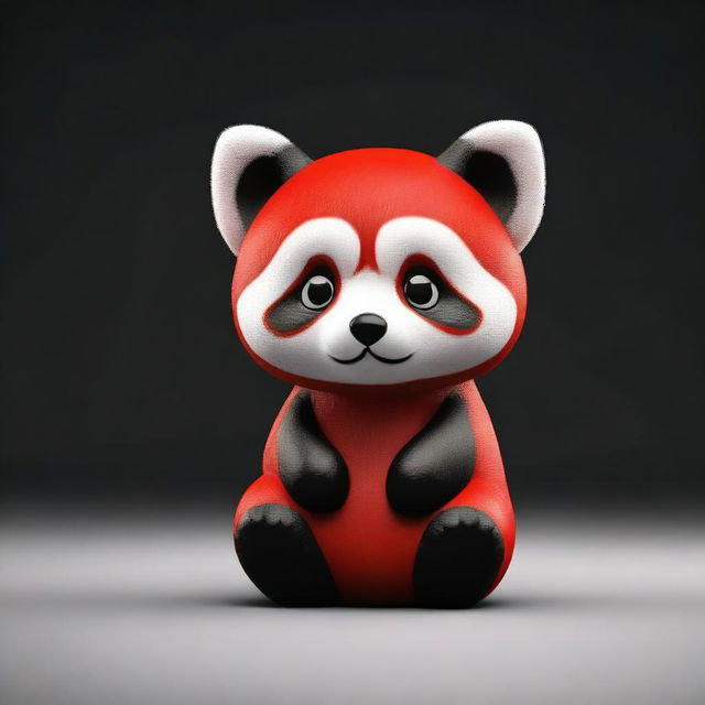 A 3D image of a sad, crying red panda set against a black background