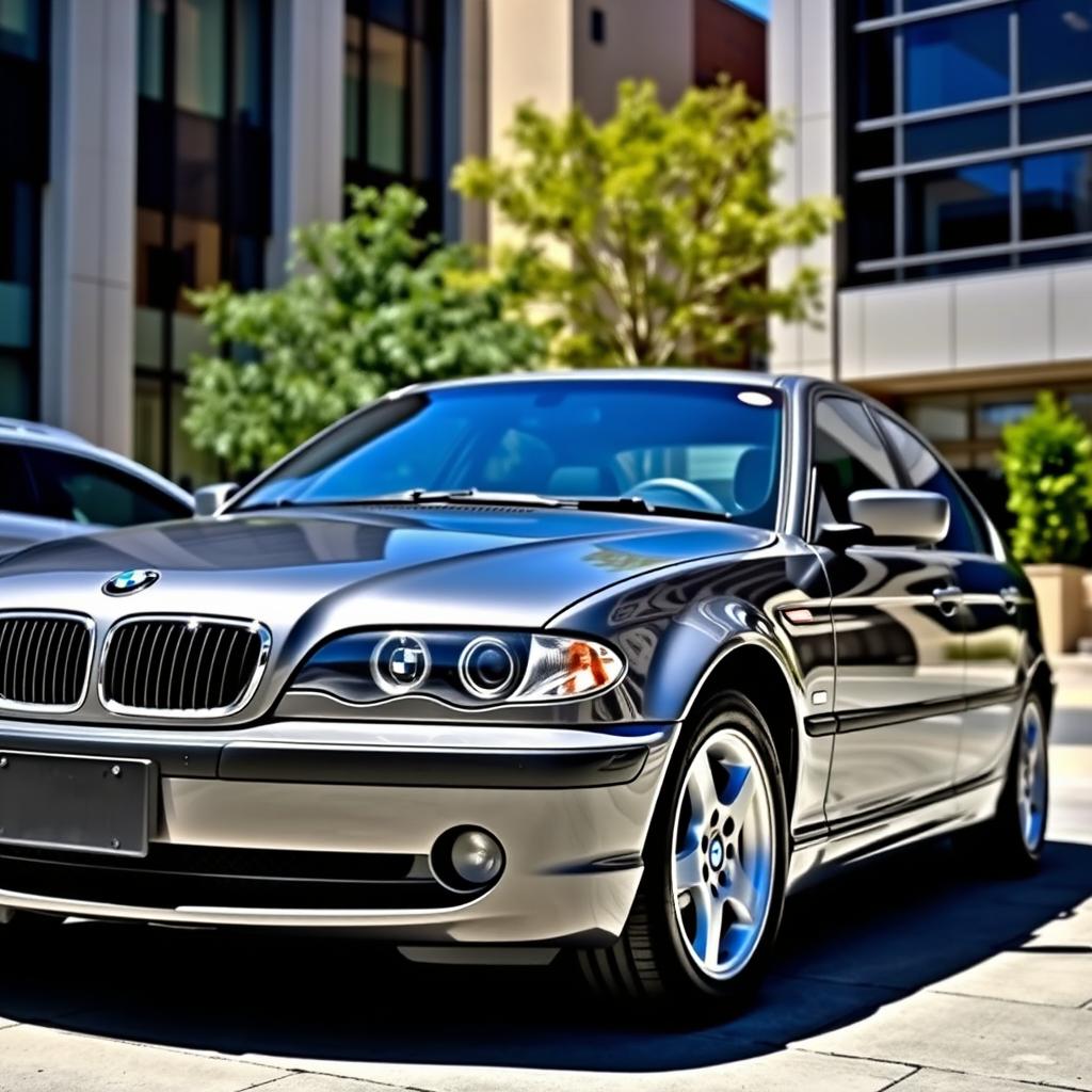 A 2001 BMW 320d E46 in a stunning gray color, showcasing its iconic German design