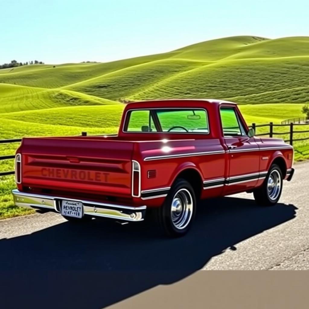 A beautifully restored Chevrolet C10 from the year 1972, showcasing its classic lines and vibrant colors