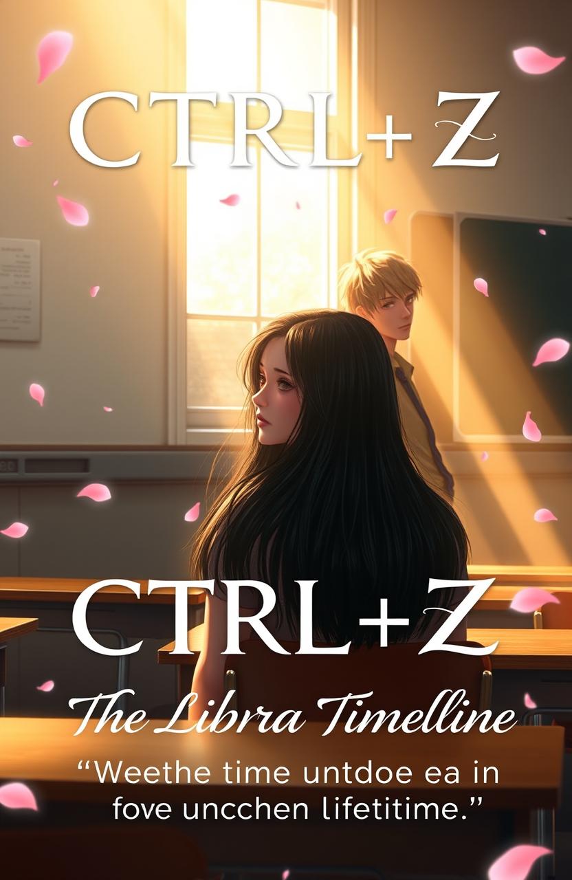 A dreamy, modern young adult book cover for the title “CTRL+Z: The Libra Timeline”