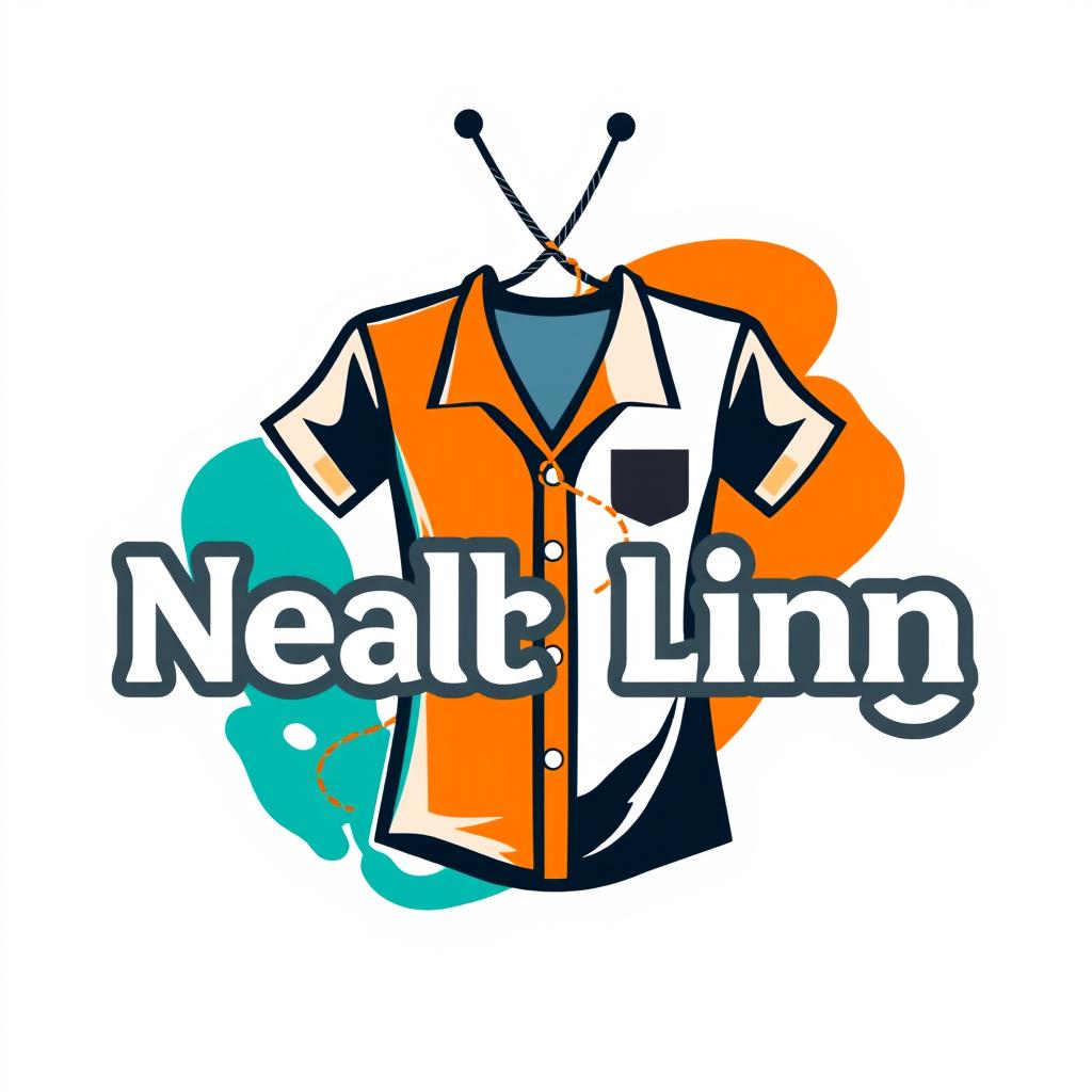 A stylish and modern logo for a clothing customization company, featuring a needle and thread intertwined with an abstract shirt design