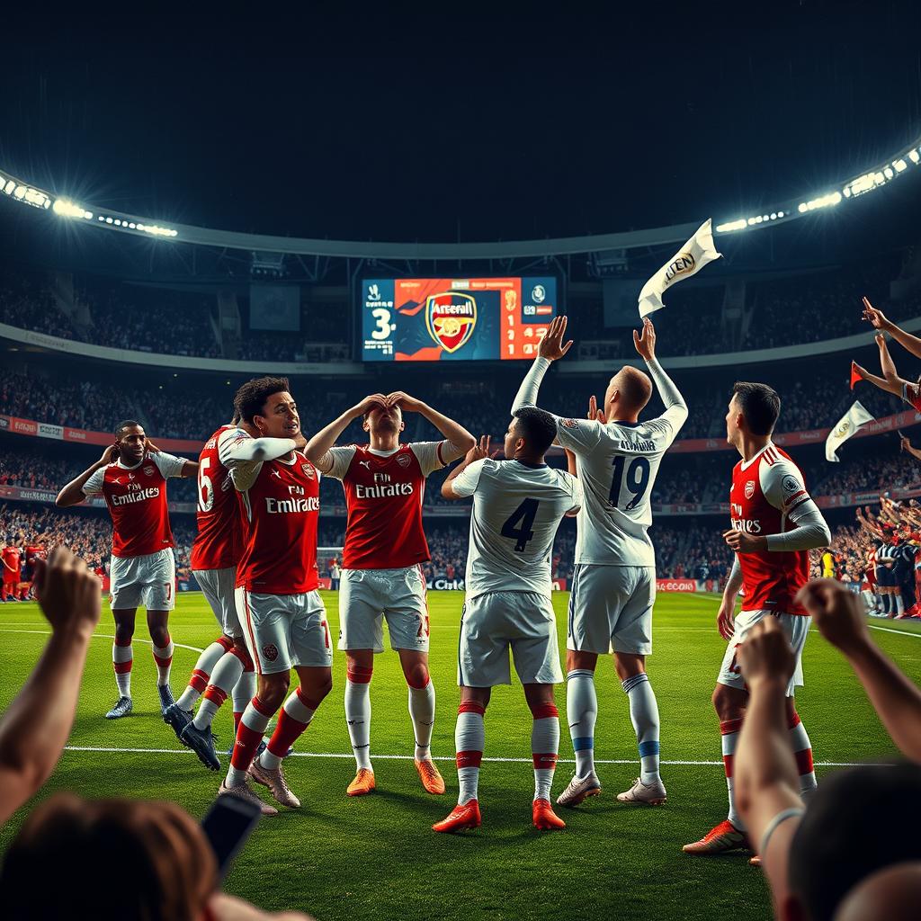 A dramatic portrayal of a heavy defeat for Real Madrid at Arsenal's home ground, the Emirates Stadium