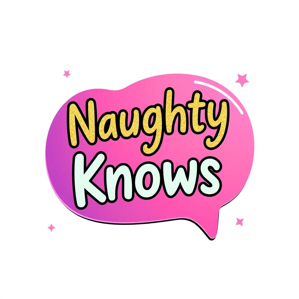 A whimsical text bubble design featuring the phrase 'Naughty Knows'