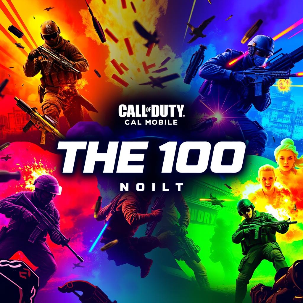 Channel art for a YouTube channel dedicated to Call of Duty Mobile, featuring the title 'The 100' prominently in the center