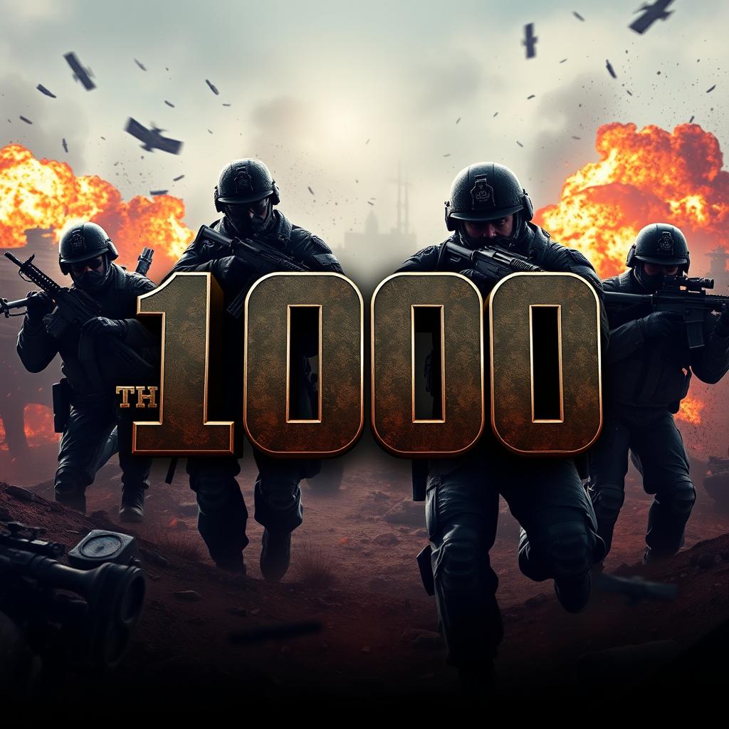 Channel art for a YouTube channel themed around Call of Duty, featuring a gritty and dynamic battlefield scene in the background, with soldiers in action poses and iconic weapons