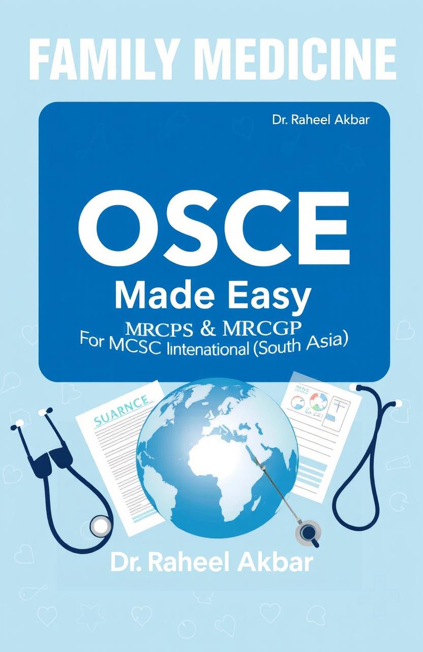 A professional and engaging book cover for 'Family Medicine OSCE Made Easy For MCPS & MRCGP International (South Asia)' by Dr