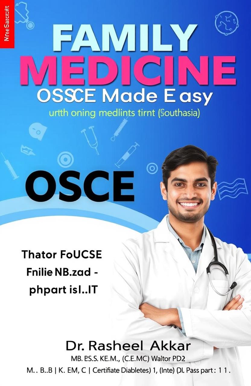 A visually engaging book cover for 'Family Medicine OSCE Made Easy for MCPS & MRCGP Int