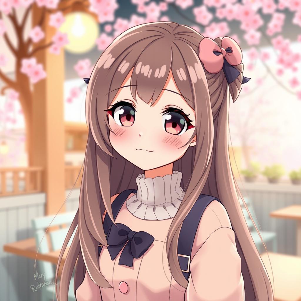 A charming and attractive anime-style girl, often referred to as 'tyanchka', with long flowing hair styled elegantly