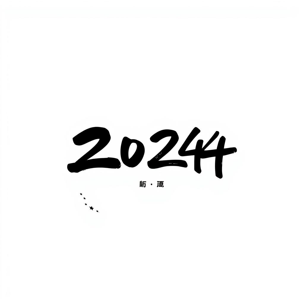 A minimalistic 2D black and white illustration with a New Year theme in Japanese style