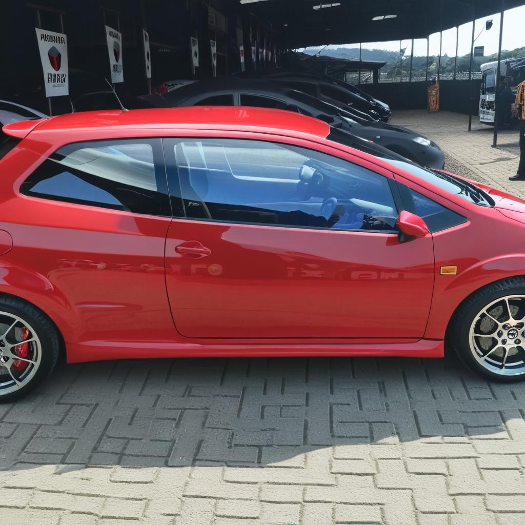 Sporty Compact Red Hatchback: Aerodynamic Design & Urban Style