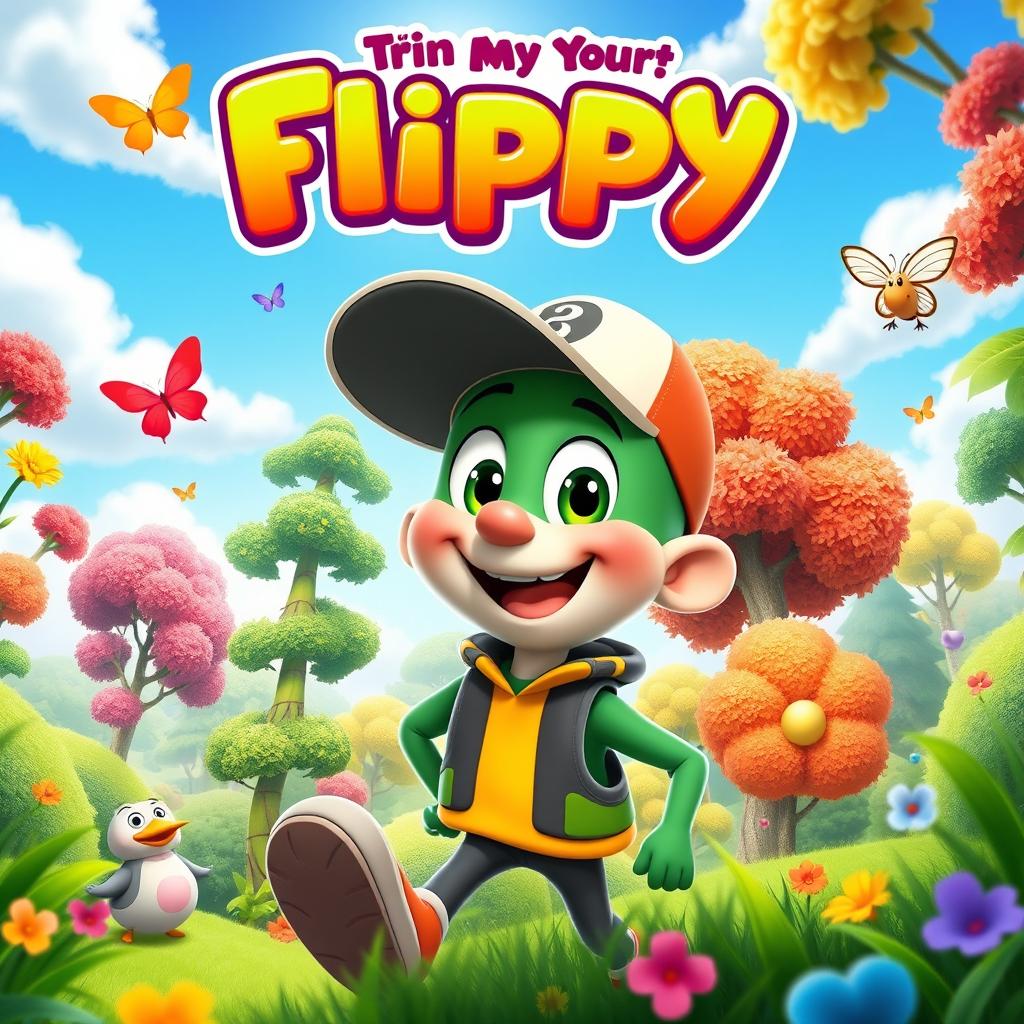 A vibrant and dynamic poster centered around Flippy, the popular character from the animated series
