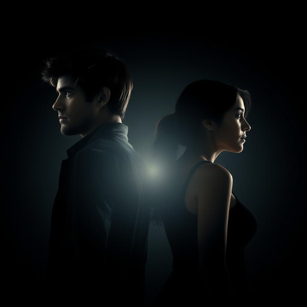 A dramatic and realistic movie poster featuring a young man and a young woman, both turning their backs on each other