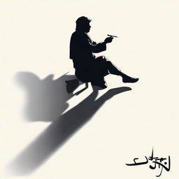 Graphic representation of 'سایه قلم' translated as 'Shadow of the Pen', creatively showcasing a pen casting a a dramatic shadow.