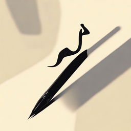 Graphic representation of 'سایه قلم' translated as 'Shadow of the Pen', creatively showcasing a pen casting a a dramatic shadow.